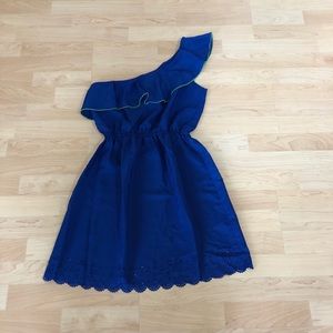 NEW Blue Ruffle One Shoulder Dress, Size M